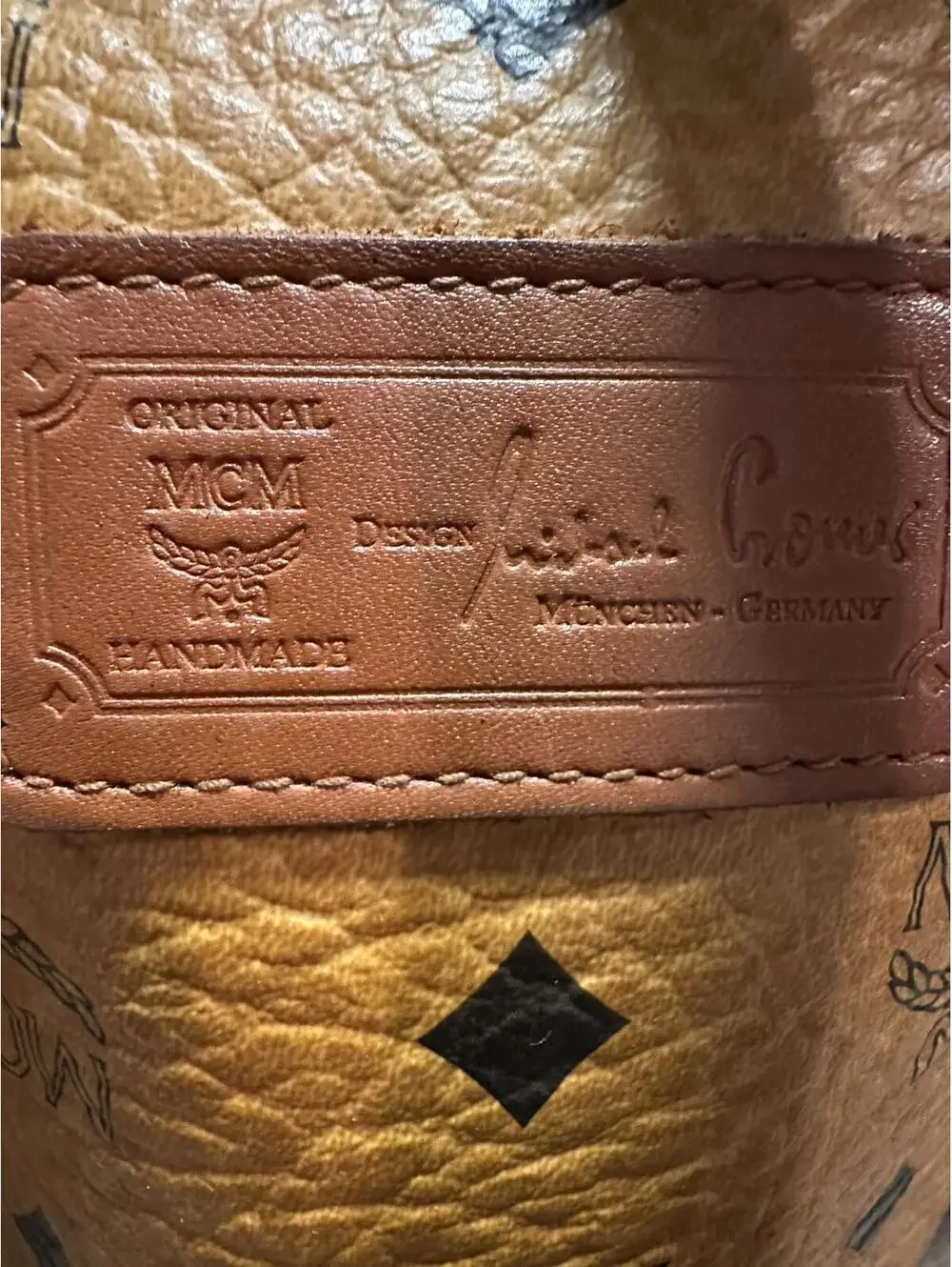 MCM Cognac Visetos Coated Canvas Tote Bag
